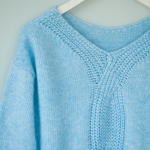 LOFT Blue Cable Knit Back Detail Sweater - Picture 10 of 12